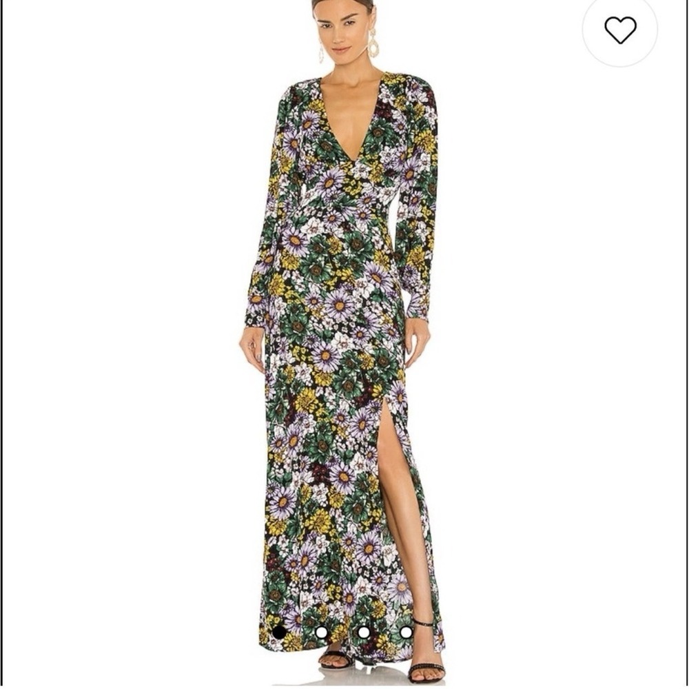 AFRM x REVOLVE Shiloh Maxi Dress Botanical Garden Print Sz S Front Slit Floral‎